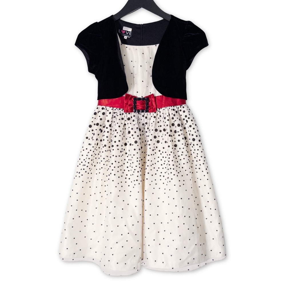 Love Formal Dress Girls 14 Black Red Polka‎ Dots Ribbon Special Occassion Party